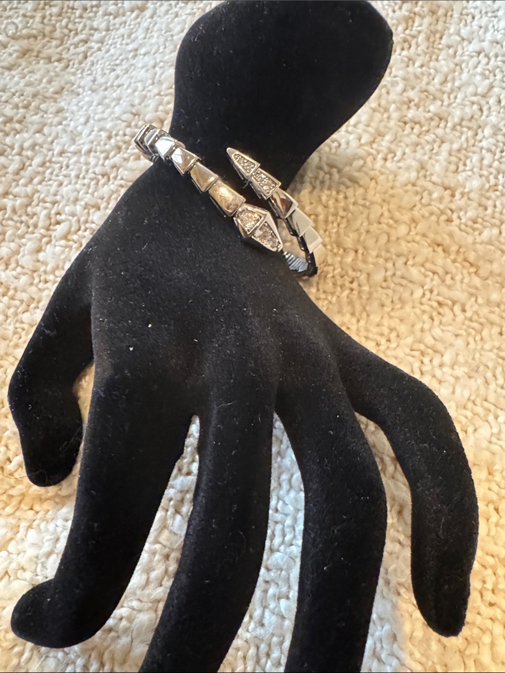 Serpenti Silver & Crystal Cuff Bracelet - Women Jewelry